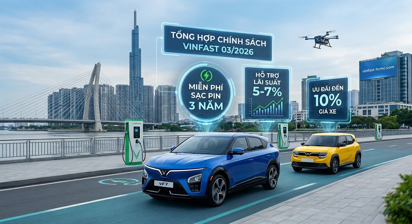 Tổng hợp Chính sách VinFast tháng 03/2026: Ưu đãi 0 đồng & Sạc Pin miễn phí 3 năm